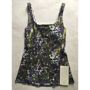 NWT Lululemon Amala Tank Rare Green/Purple Floral Print FSWM Size 4